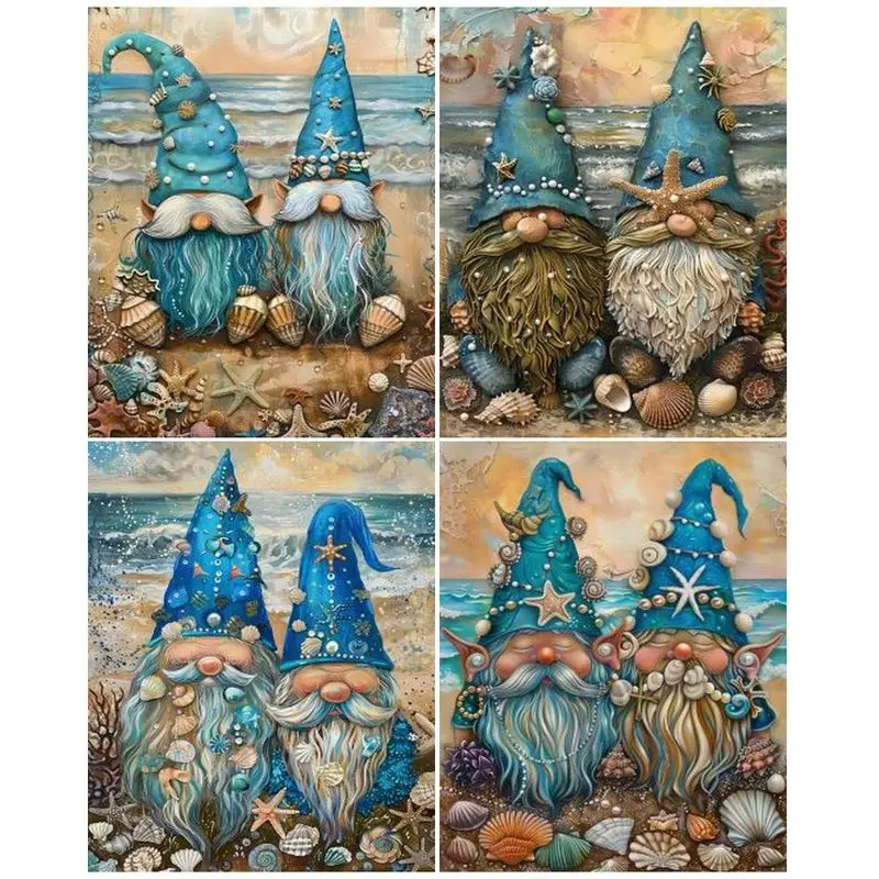 

CHENISTORY Painting By Number Shell Dwarfs Drawing On Canvas HandPainted Figure Art Gift DIY Pictures By Number Home Decor