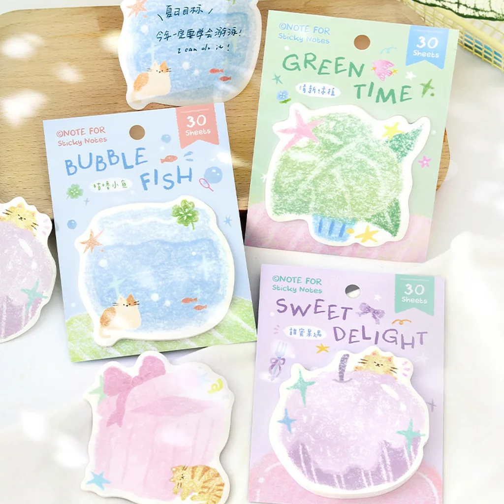 30pcs/lot Memo Pads Material Paper Miaoqu Tu Le Diary Journal Scrapbooking Card Background Decoration