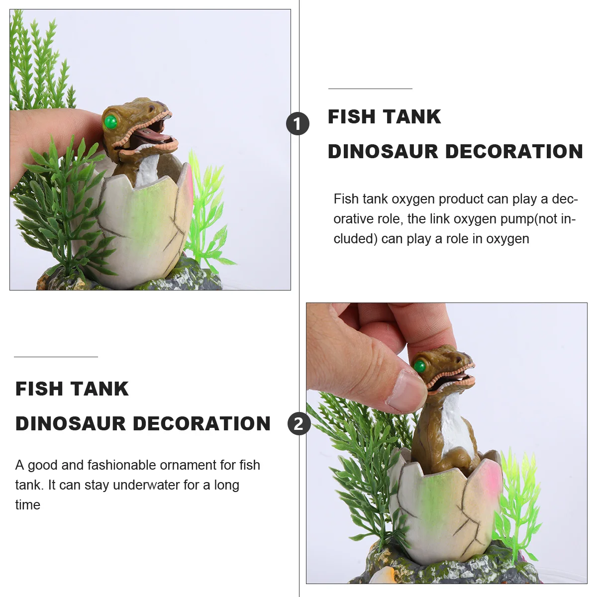 

Resin Aquarium Air Bubble Dinosaur Fish Tank Ornament Fish Shelter Aquarium Landscaping Decoration Oxygen Pump Craft