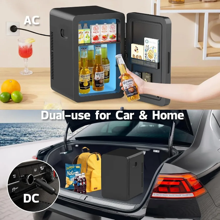 ثلاجة صغيرة 22 لتر لغرفة النوم 30 علبة مبرد محمول دفئا ثلاجات مدمجة مع طاقة تيار متردد/تيار مستمر للعناية بالبشرة ومشروبات ومستحضرات التجميل #4