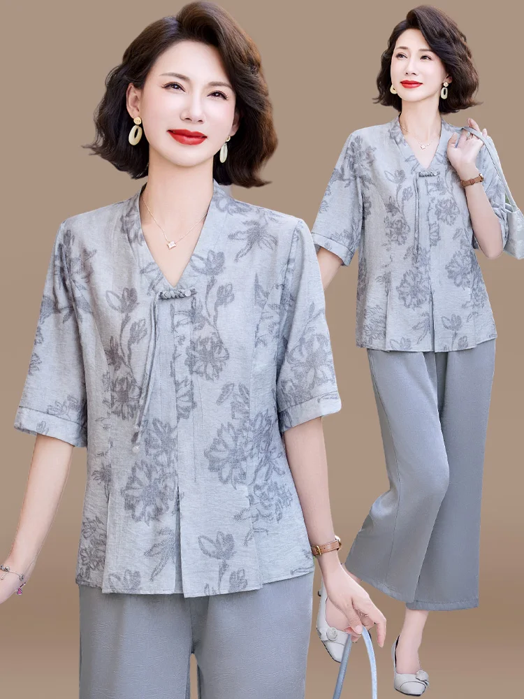 new-chinese-sle-summer-outfit-set-for-mom-2025-new-faion-ort-sve-women's-clothing-traditional-national-sle-top-for