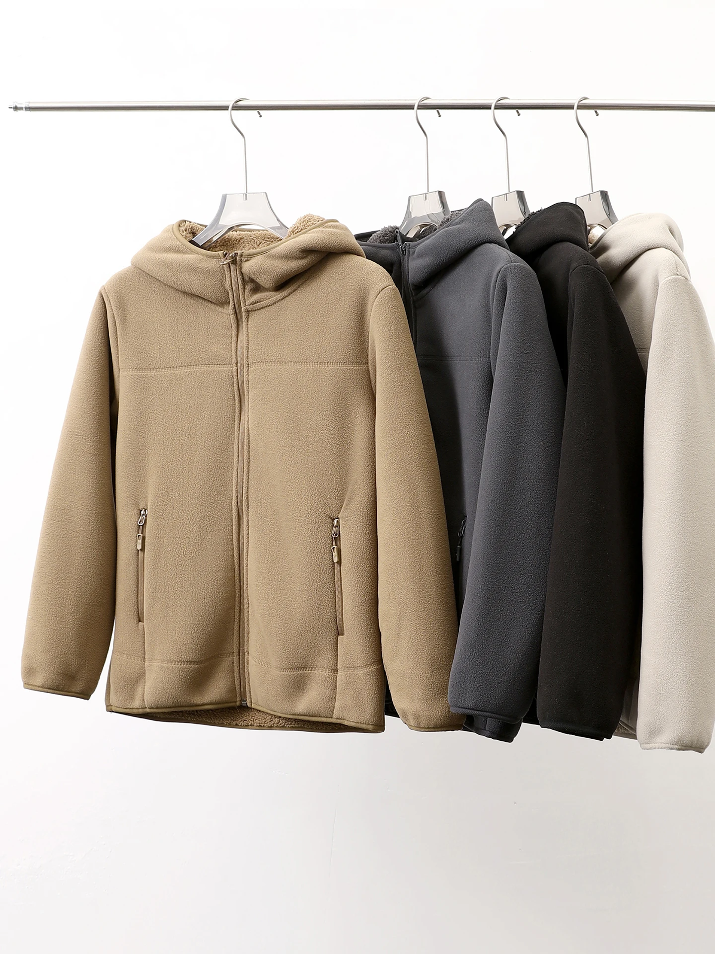 

Heavyweight Fce Jaet Men's Autumn Winter Thiened Warm Cotton Coat Zipper Hooded Lamb Velvet Sweatirt Casual Sle