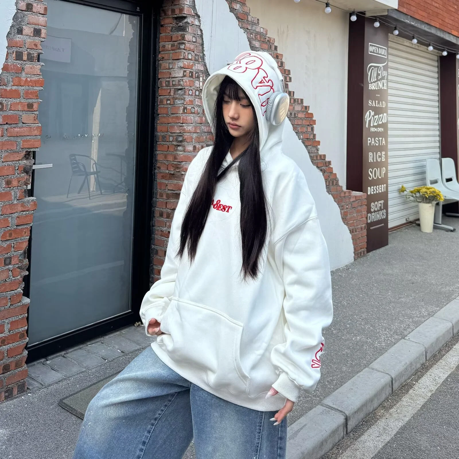 

Autumn Winter Large Size 250 Pou American White Couple oulder Length Hoodie Long Sve Sweatirt Thin Outerwear Men 20...
