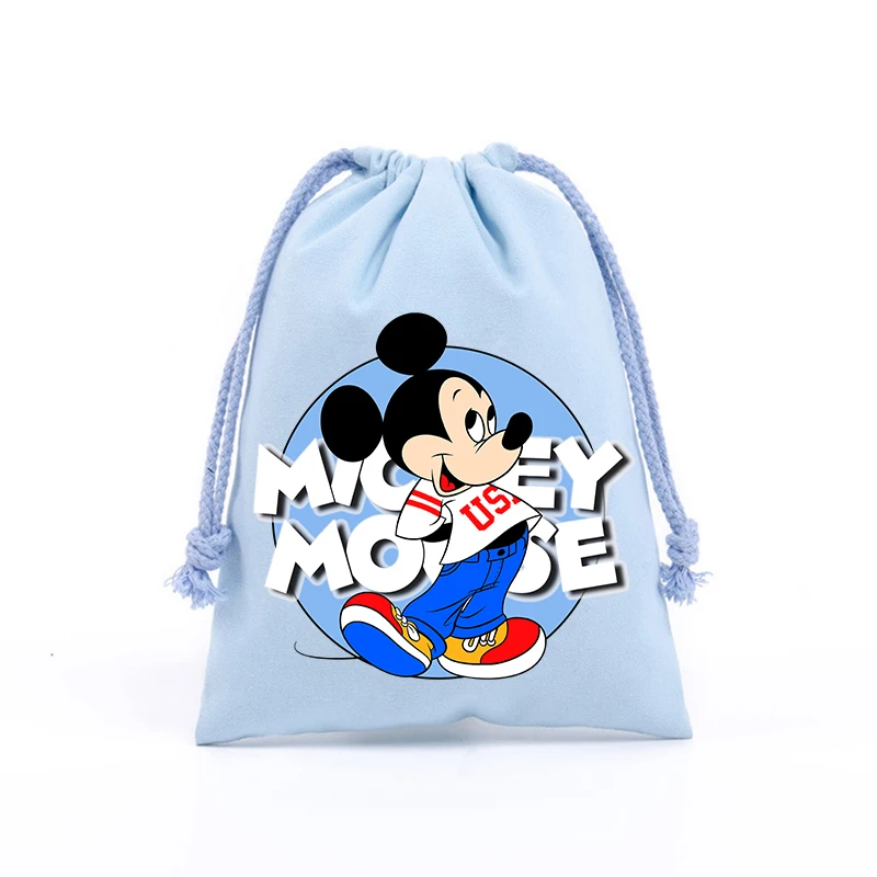 Disney Mickey Minnie Mouse Drawstring Bag Cute Anime Print Holiday Candy Storage Kawaii Anime Birthday Christmas Party Prop Gift