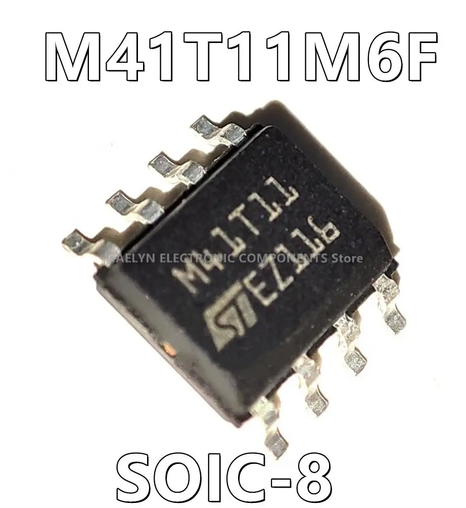 5Pcs/lot M41T11M6F M41T11 Real Time Clock (RTC) IC Clock/Calendar 56B I²C, 2-Wire Serial 8-SOIC