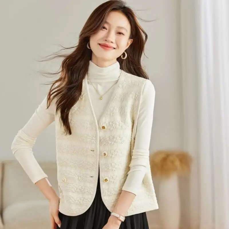 

Новая женская вязаная жилетка: весенний пиджак, многослойный жилет для студентов, милый топ, верхняя одежда для ранней осени, повседневный стиль