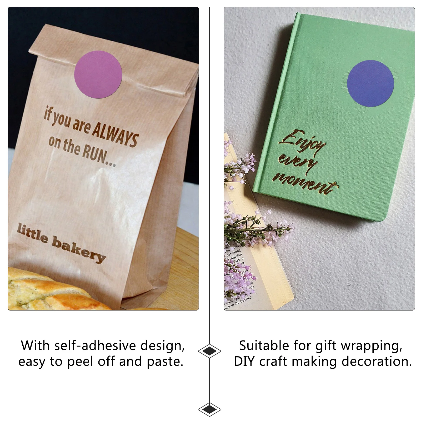 

2 Rolls Colorful Label Stickers Decorative Craft Seal Colored Dot Tag Scrapbook Diary Notebooks Self Adhesive Creative