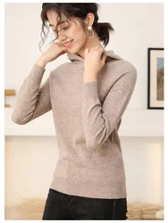 Maglione di lana lavorato a maglia con cappuccio da donna Pullover Jumprt abbigliamento femminile caldo maglione a maniche lunghe top giacca con cappuccio Casual coreana