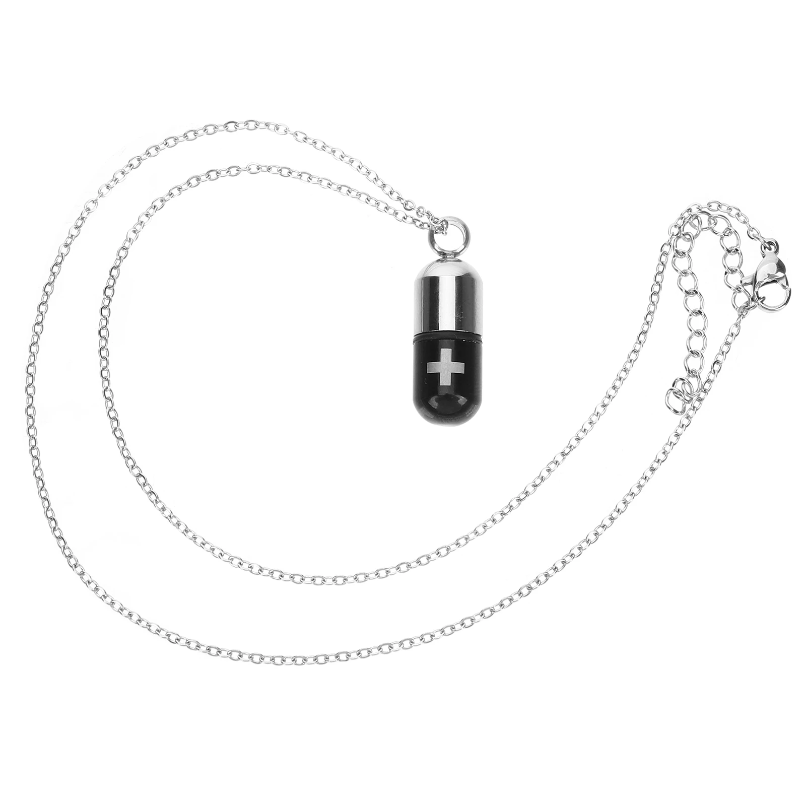 

Urn Necklace Hair Stainless Steel Choker Pendant Pill Shaped Vial Decoration Easy Wearing