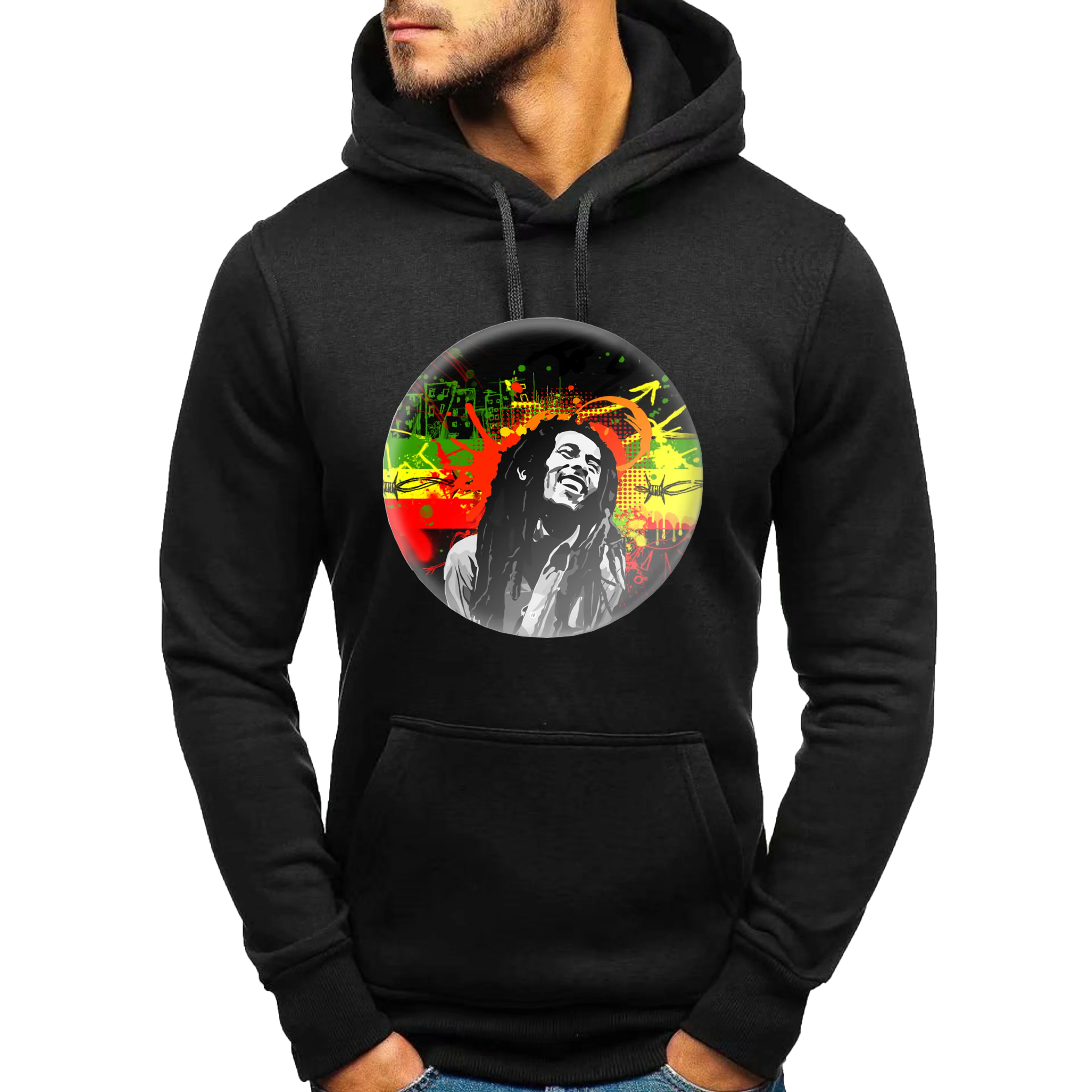 Bob Marley Fashion Activewear A Love Rasta Hoodie and Jogger Winter New Casual Unisex Pullover Sweatshirt Loose Long Sleeve Tops