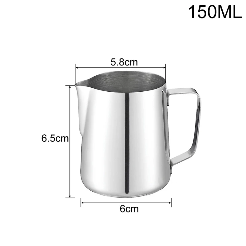 1Pcs 150/350/550ml Espresso Coffee Pull Flower Milk Mugs Cup Pots Handle Stainless Steel Coffee Cup Latte Jug