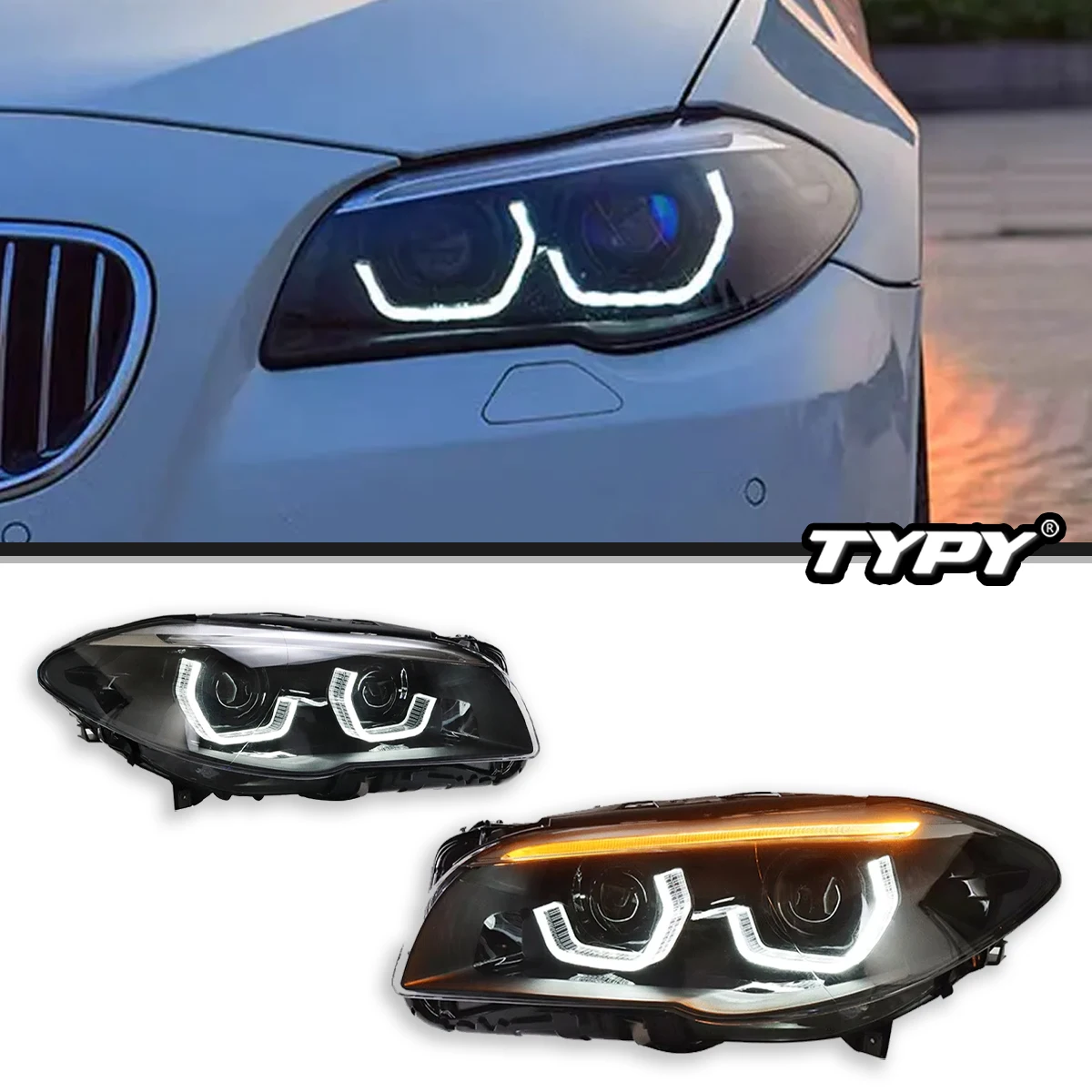 

TYPY Car Lights For BMW 5 Series F10 Headlight F18 LED Headlamp 2010-2016 Full LED Projector Front Lights Turn Signal Plug Play