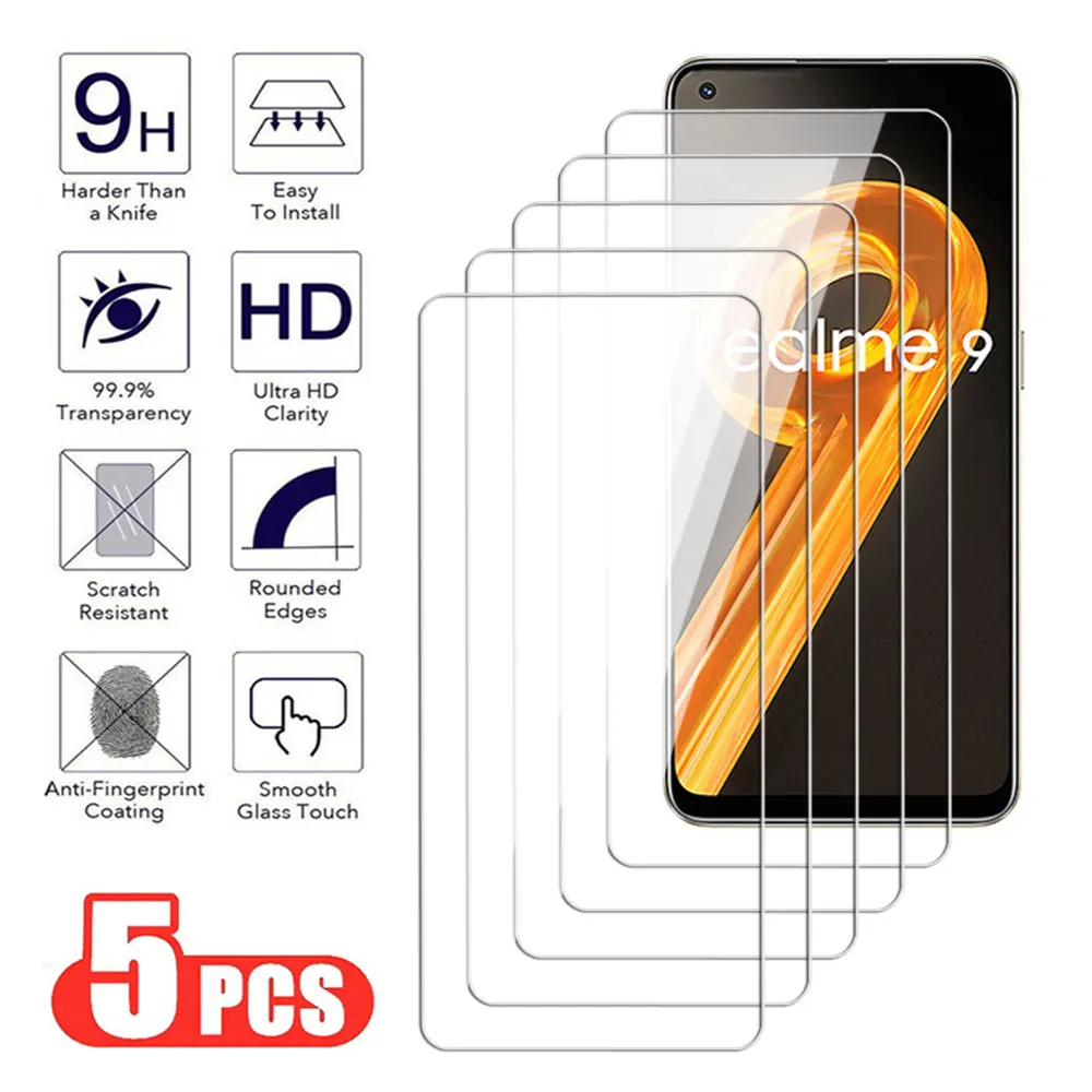 5Pcs 999D Anti-Burst Screen Protector For Realme 8 9 10 11 Pro Plus 6.4 4G 6.72 5G 6.43 Speed Tempered Glass Transparent Film