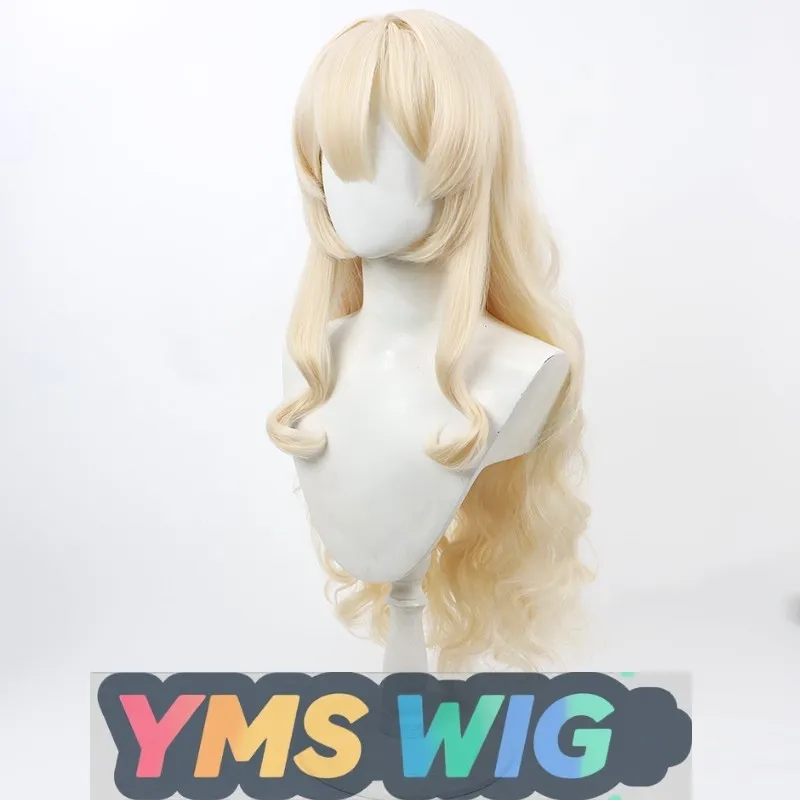 【YMS WIG】Wig Cosplay Azure Files Blue Smiling Professor Rambut Keriting Kuning Muda Kulit Kepala Realistis