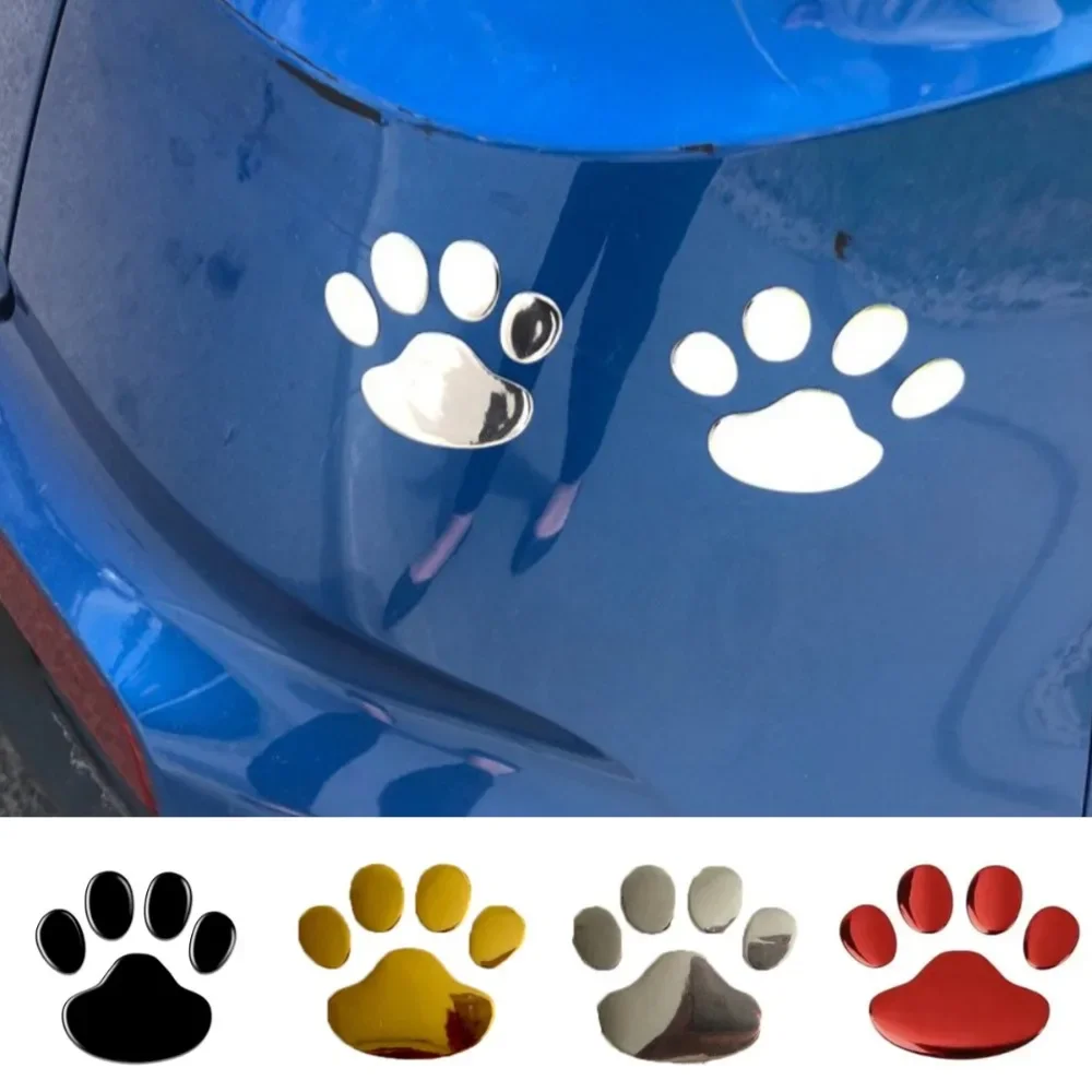 2Pcs 3D Stereo Dog Paw PVC Car Decal, Funny Footprint Sticker for Car Window Body Styling Decor