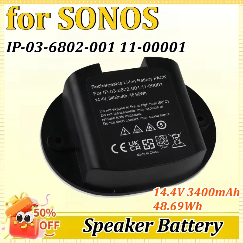 

for SONOS 14.4V 3400mAh 48.69Wh IP-03-6802-001 11-00001 MOVE Bluetooth Speaker Battery