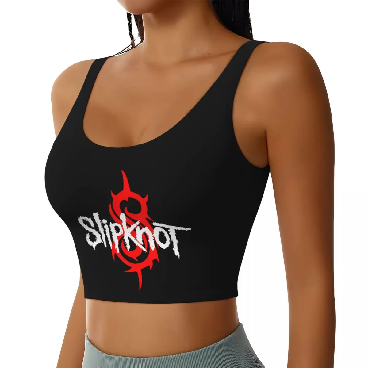 Custom Slipknots Workout Crop Tank Tops for Women Seamless Heavy Metal Rock Music Gift Running Yoga Sports Bras