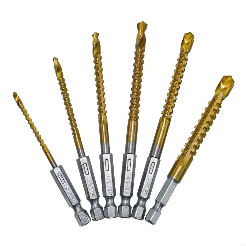 

U4LA Drill Bits for Efficient Drilling 6pcs HSS Steel Set with Spirals Grooves