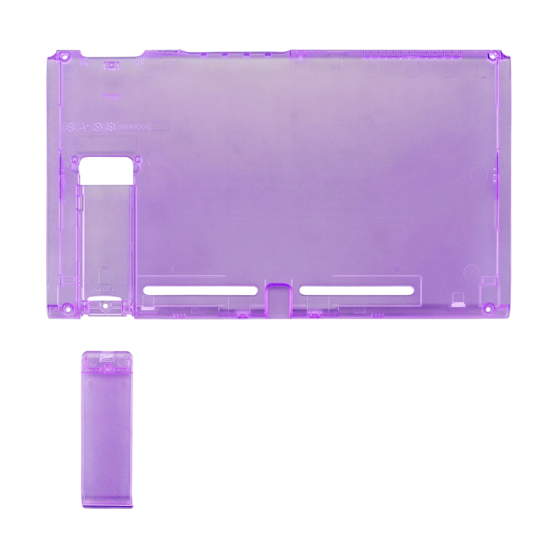 eXtremeRate Custom Clear Atomic Purple Console Back Plate Replacement Housing Shell Case for NS Switch Console with Kickstand