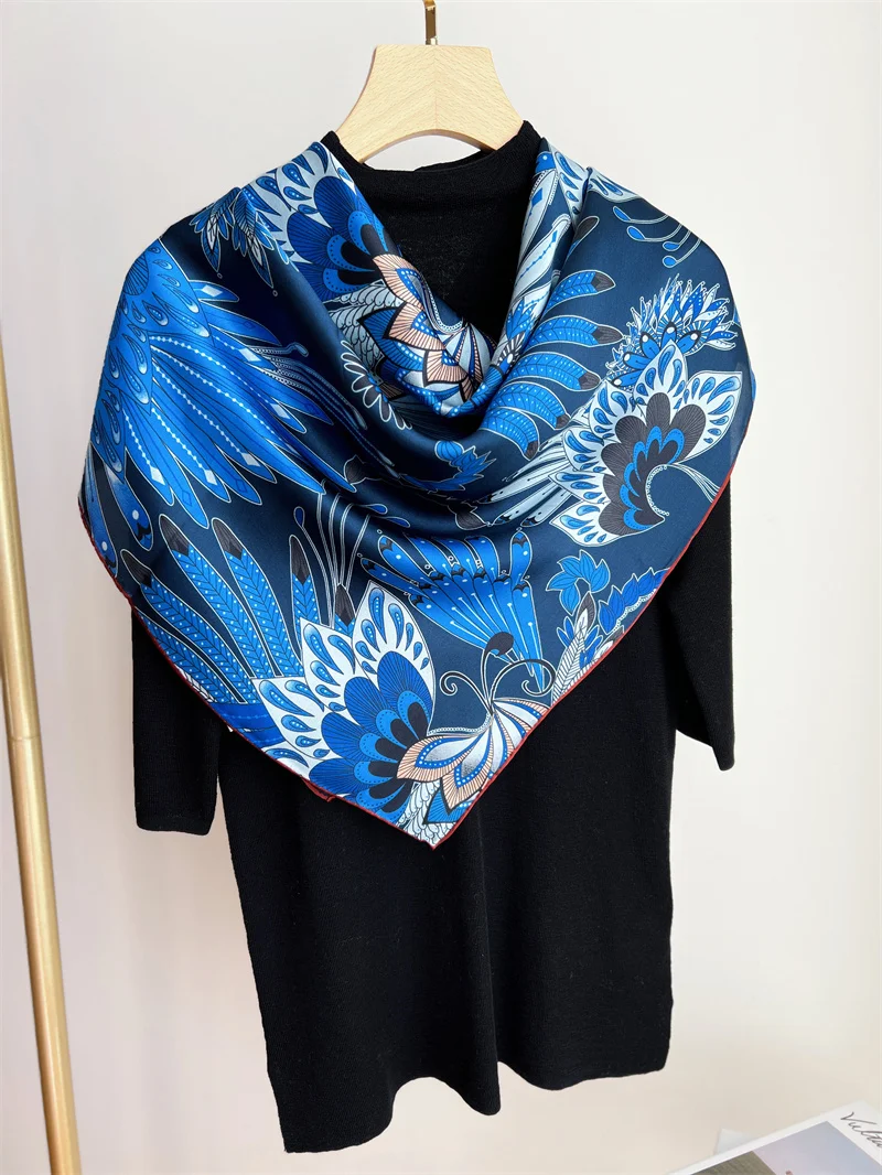 Natural Mulberry Satin Scarf Women Luxury Brand Designer Silk Head Scarf for Bag Hems Rolled Shawl Female Foulard Christmas Gift