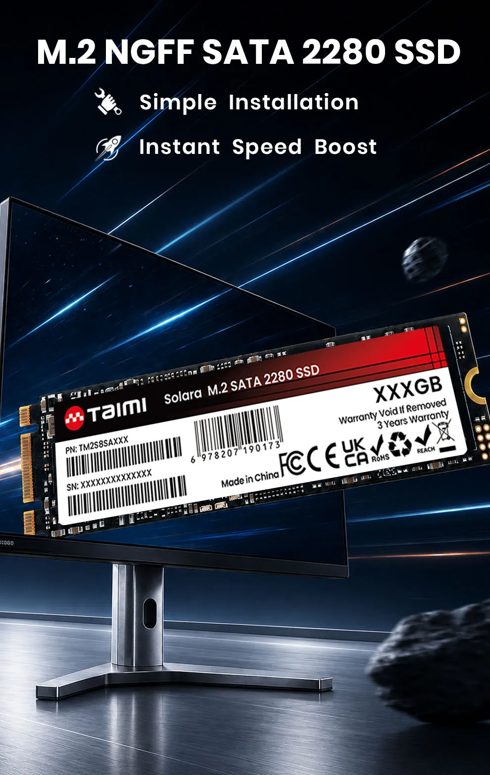 Taimi M.2 SATA Ⅲ SSD 2280 NGFF 128GB 256GB 512GB 1TB 2TB Interne Solid-State-Festplatte für PC Desktop Laptop Mini-PC – Detail 2