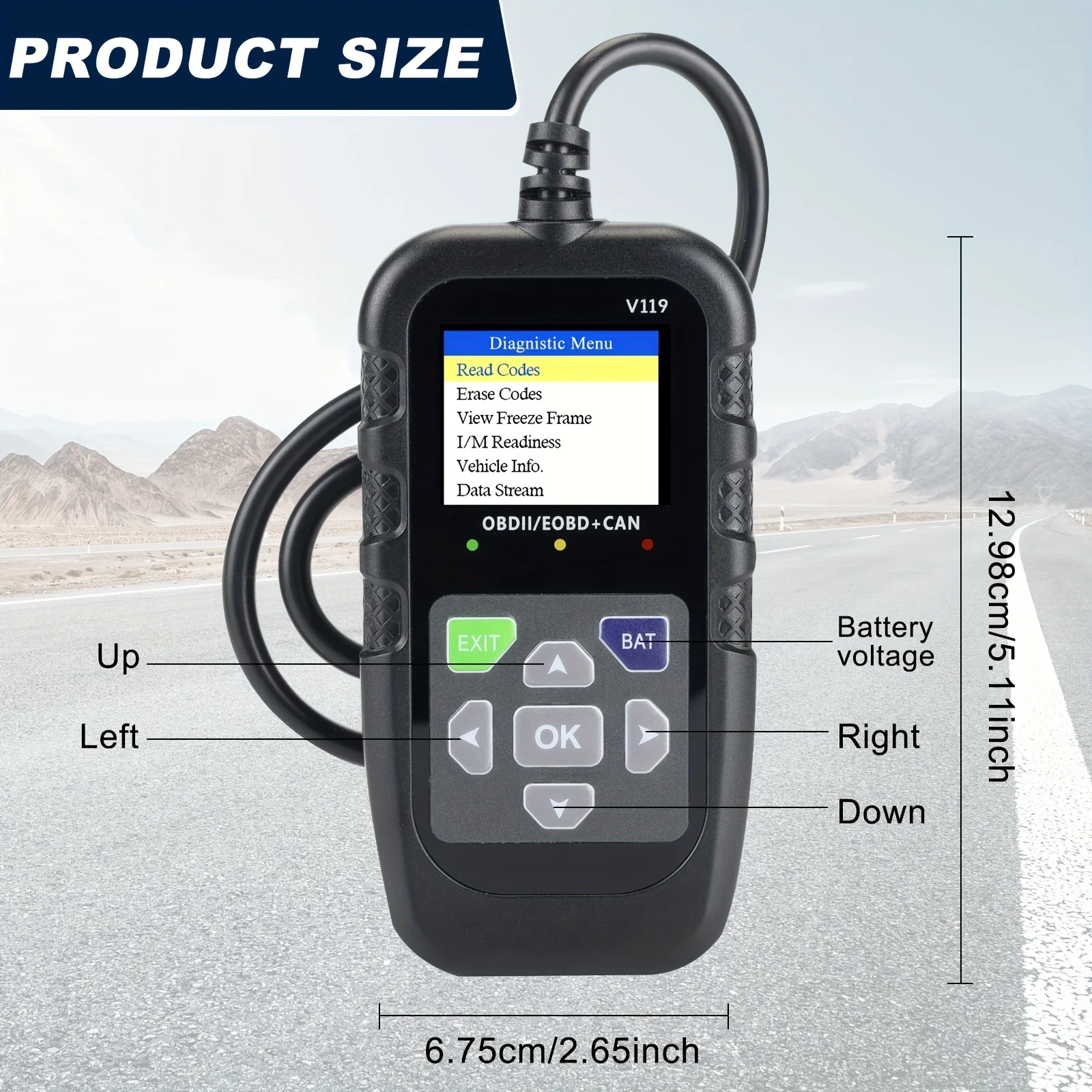 Obd2 Scanner Code Reader Car Diagnostic Tool Engine Fault Code Reader, Used to Clear Cel, with Real-Time Data/Freeze Frame/I/M Readiness, Suitable for All Obdii Protocol Cars
