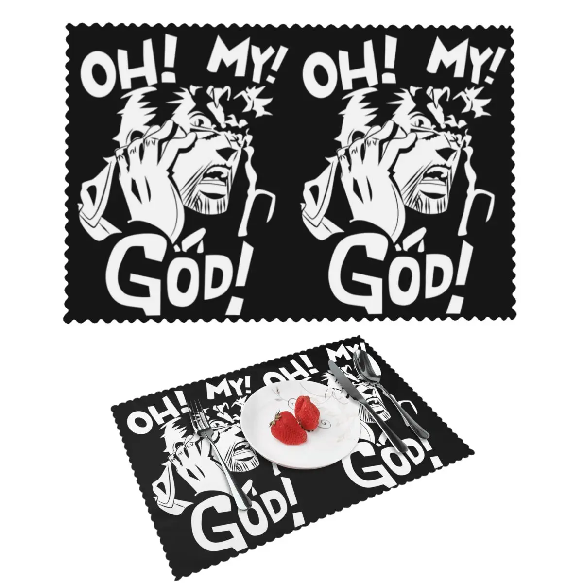 Joseph Joestar Oh My God Jojo Bizarre Adventure Placemat Non-Slip Plate Mat for Dining Table Bowl Coaster Super Absorbent Mats