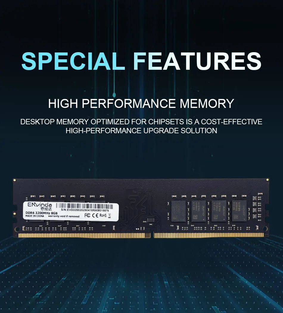 ENVINDA DDR4 PC RAM Memoria 8GB 16GB 3200MHz DIMM 데스크탑 컴퓨터