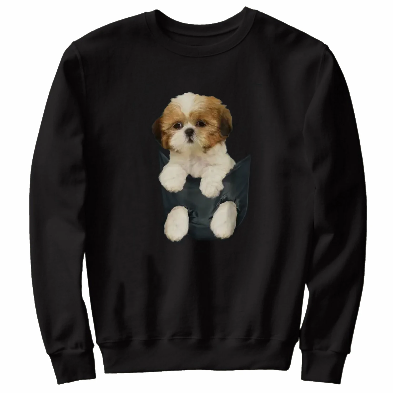 Shih Tzu Puppy in Pocket Funny Dog Lovers Gift Pullover Hoodie New 100% Cotton Comfortable Casual Mens Sweatshirts Streetwear