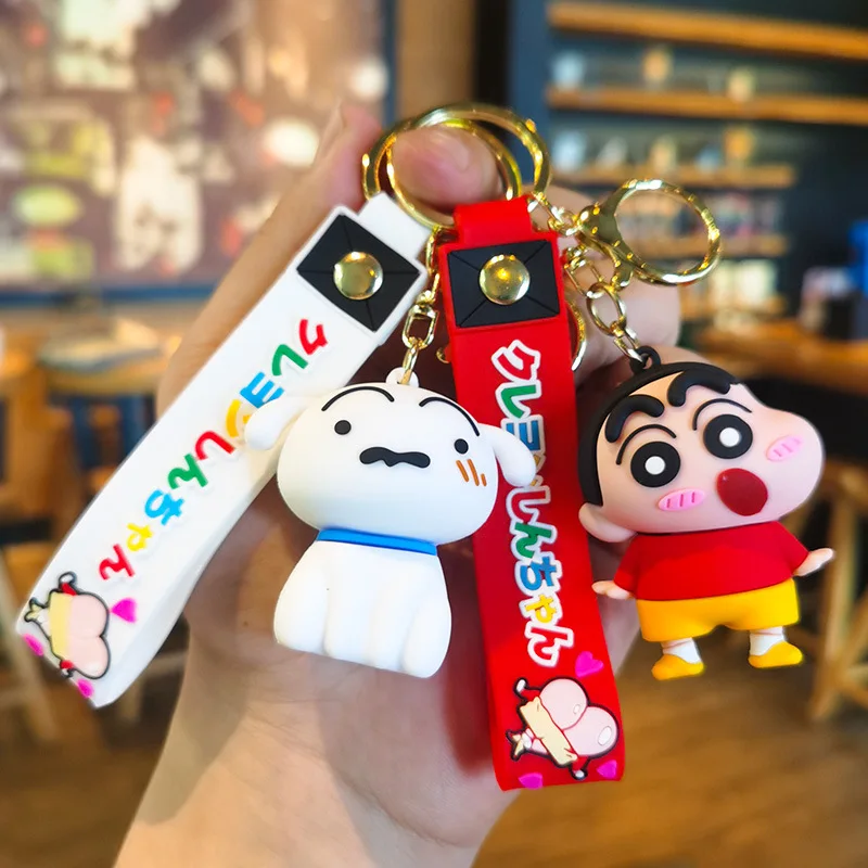 Crayon Shin-chan Cartoon Keychain Anime Figure Shiro Waniyama Buriburizaemon Backpack Pendant Decor Key Chain Car Keyring Gift