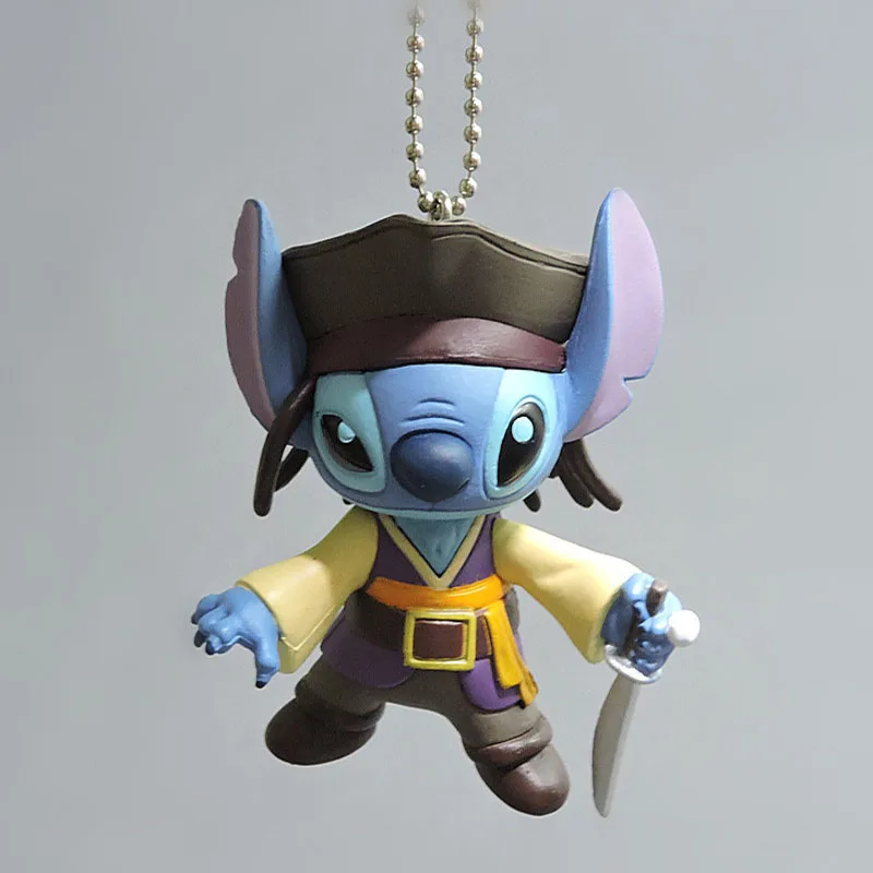 Disney Lilo & Stitch Action Figure Keychain Pendant Pirates of the Caribbean Jack Sparrow Stitch Figure Decor Adorable Toys