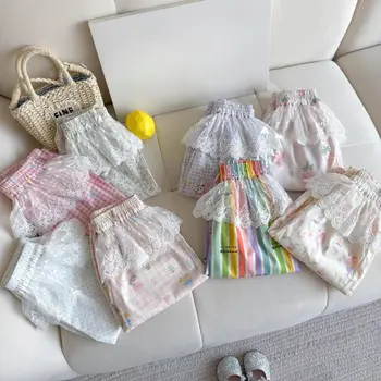 Girls' Lace Trousers | Loose Summer Pants for Ages 2-7 3 Korean Version New 2026 Summer Children's and Girl's Clothing 2-7 Years Old Fashion Versatile Lace Pants 3