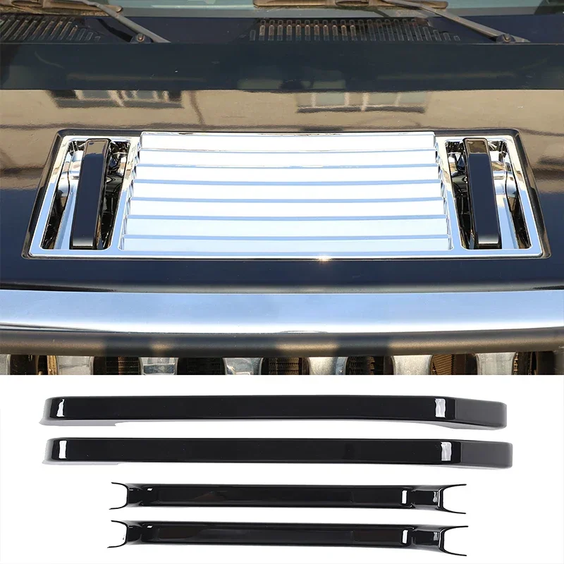 ABS Chrome/Black For Hummer H2 2003-2009 Hood Deck Vent Panel Handle Covers Trim Car Modification Accessories