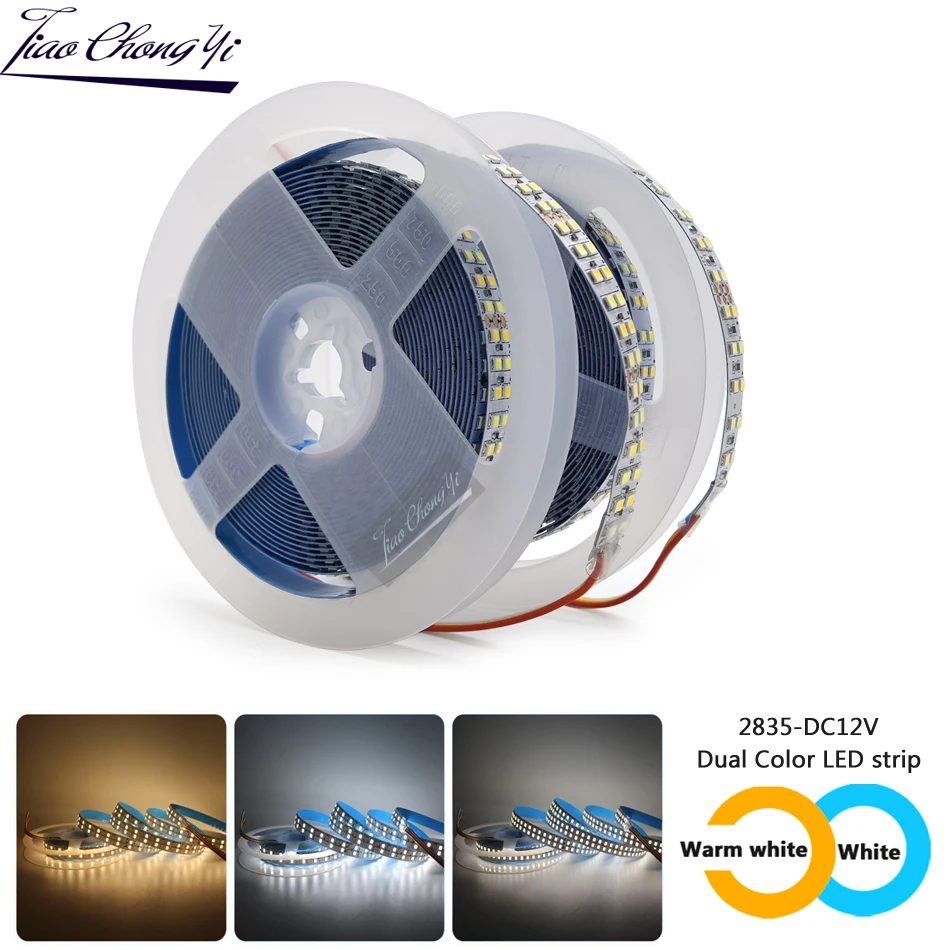 

5m Double Color LED Strip Light DC12v 2835 5050 240Leds/m 336leds/m Double row CW/WW Dual White CCT Flexible LED Tape lamp