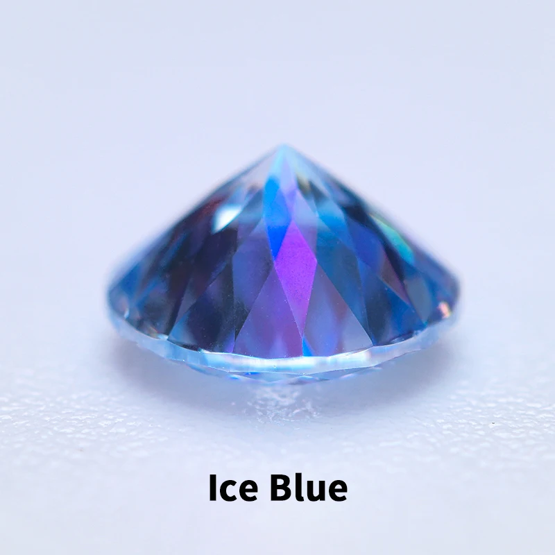 

Round Cut Moissanite 100 Faceted Ice Blue Aquamarine VVS1 Gemstone Charms Beads with Certificate for Jewelry Craft Making