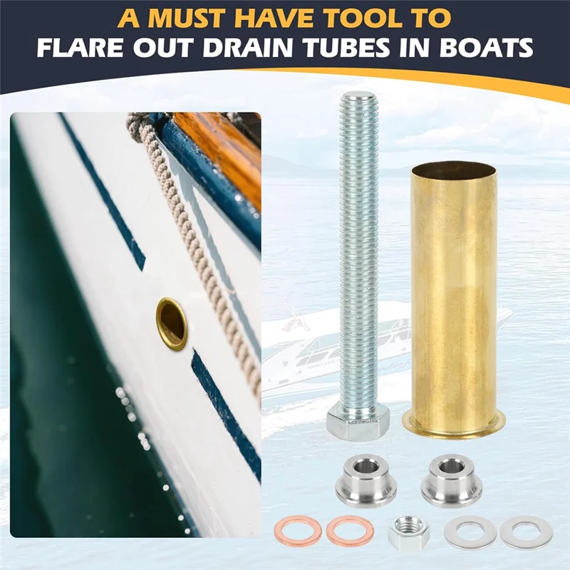 

AB41-1 шт. 1-дюймовый инструмент для развальцовки сливной трубки и 1 шт. латунная сливная трубка для лодок, инструмент для развальцовки болтов Seadog, инструмент для развальцовки