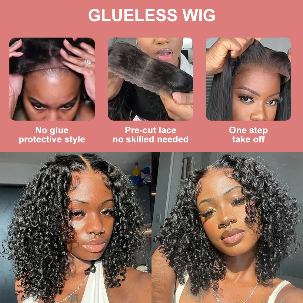 Brazilian Deep Wave Short Bob Wigs Human Hair 13x4 13x6 HD Lace Frontal Wigs 250% Loose Curly 5x5 Glueless Lace Closure Bob Wig image 2