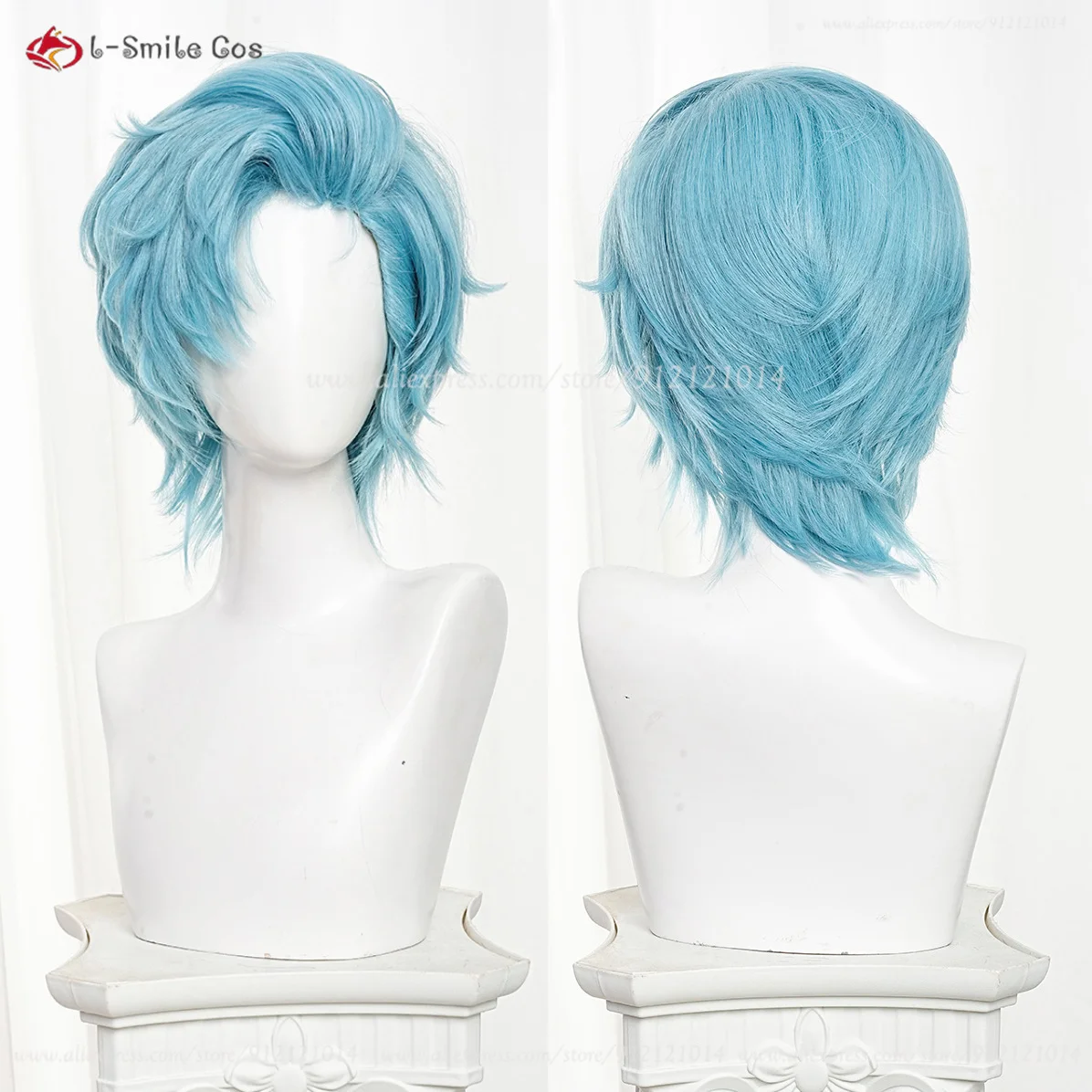 

Anime Hoshino Akuamarin Cosplay Wig 33cm Short Cruly Aqua Stage Play Wigs Heat Resistant Synthetic Hair Halloween Wig + Wig Cap
