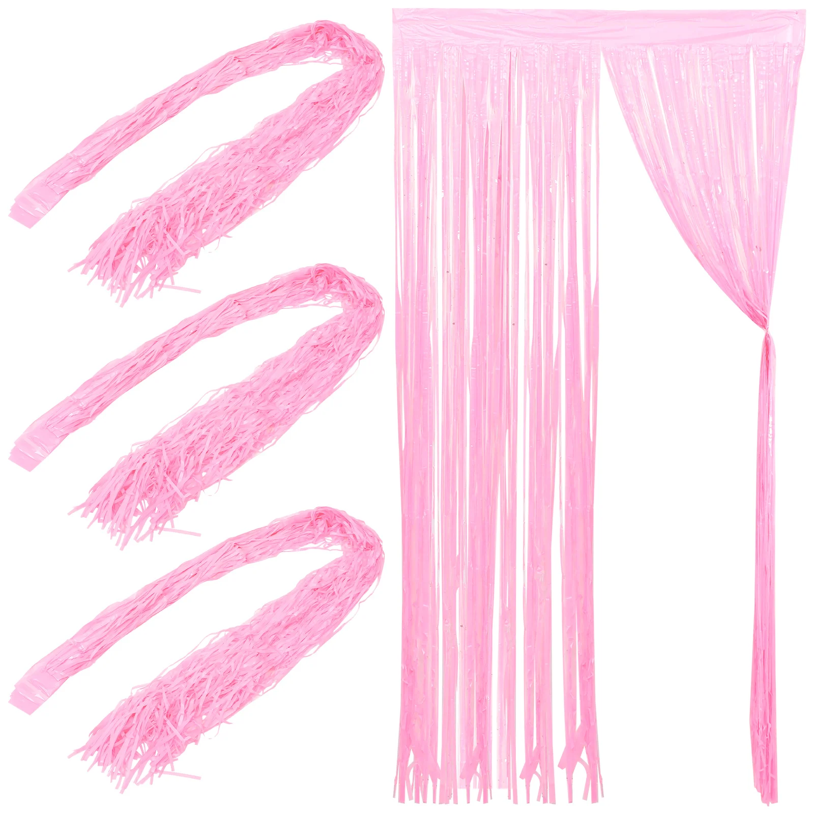 

4pcs Pink Fringe Curtain Decoration Party Backdrop Photo Booth Props Foil Streamers Birthday Decorations for Wedding