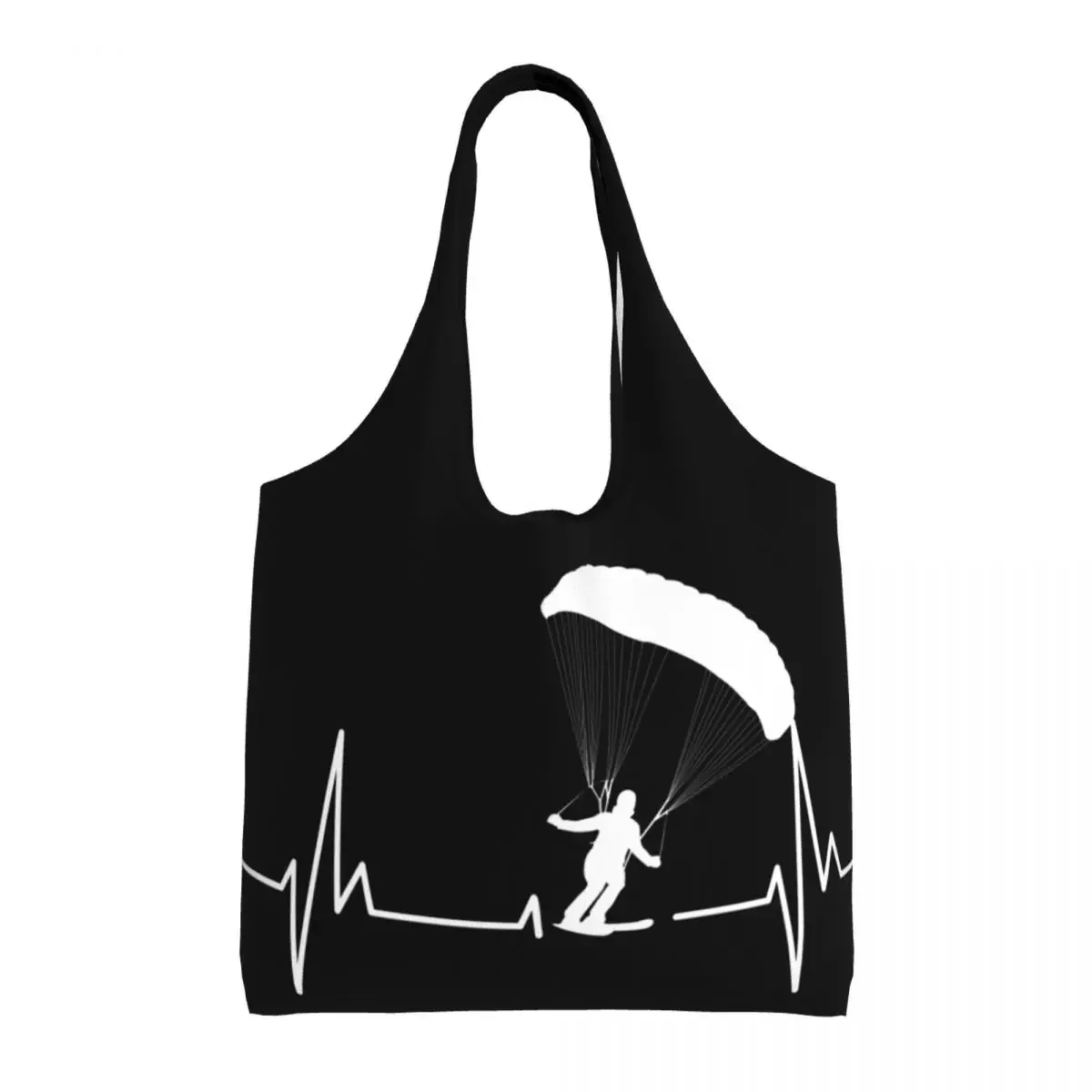 

Cute Speedgliding Heartbeat Paragliding Ski Shopping Tote Bags Paramotor Parachute Grocery Canvas Shoulder Shopper Bags Handbags