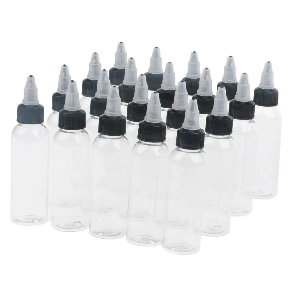20pcs Plastic Bottle with Twist Top Cap for Solvents Oils Paint Ink Liquid Squeeze Bottle with Twist Top Cap Tip Applicator