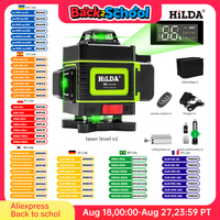 HILDA 16/12 Lines Laser Level Green Line SelfLeveling 360 Horizontal And Vertical Super Powerful Laser Level Green Beam