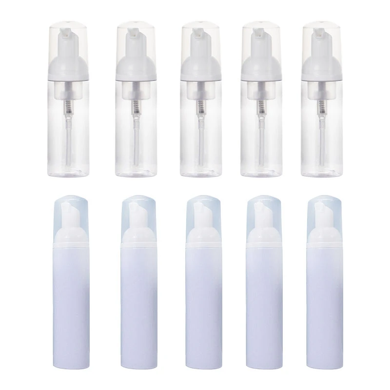 10 Piece Foam Dispenser Plastic Pump Bottle White & Transparent For Travel Cleaning Cosmetic Packaging 60Ml