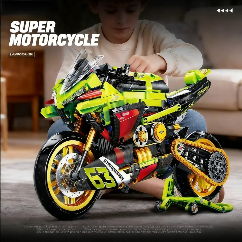 

1:8 Scale Technical Motorcycle Building Blocks Set, DIY Assembly Superbike Bricks Kit, Collectible Sport Bike Model Toy for Adul