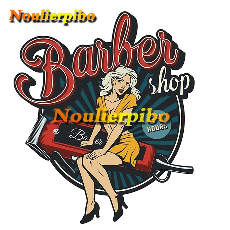 Creatieve Barbershop Logopvc Sticker Haar Meisje Glas Reflecterende Sticker Retro Barbershop Logo Waterdichte Hoge Kwaliteit Hot Decal