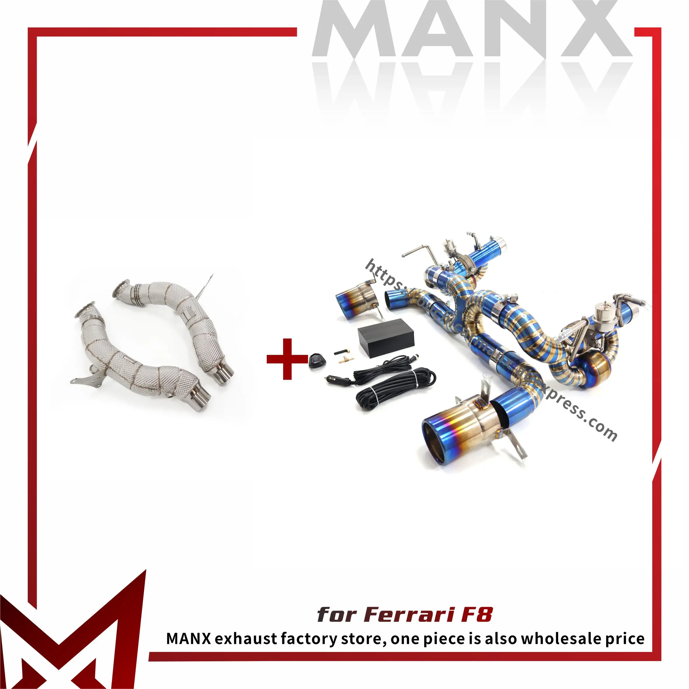 

MANX Ti Catback for Ferrari F8 GTB Vacuum valves SS304 Downpipe Catalytic Converter Exhaust system High quality