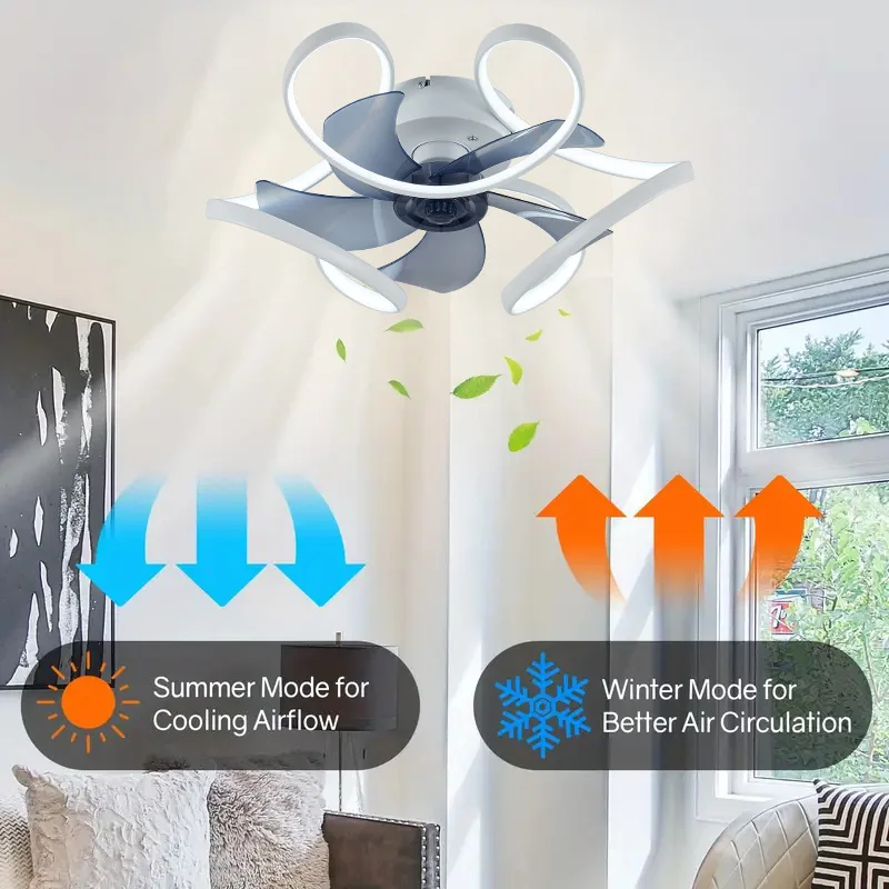 Modern Ceiling Fan with Light Colorful Style, Silent Ceiling LED Light Fan Fans with Remote Control for Room Living Room