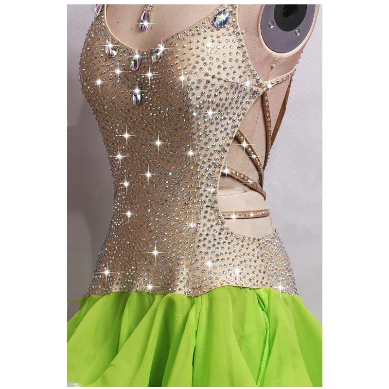 Strass sexy Damen Latin Tanz kleid Frauen Latin Tanz Wettbewerb Kleider Salsa Quaste Rock Samba Kleid versand kostenfrei