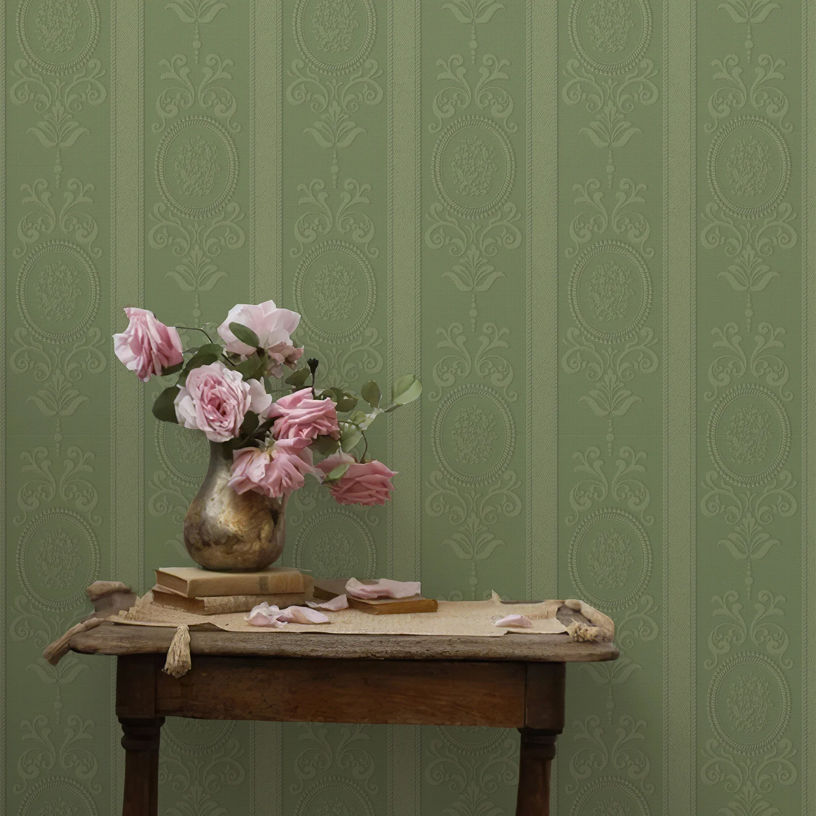 Black 3D Embossed Wallpaper Elegant Blooming Floral Cabinet Sticker Chic Waterproof Furniture Cabinet Sticker