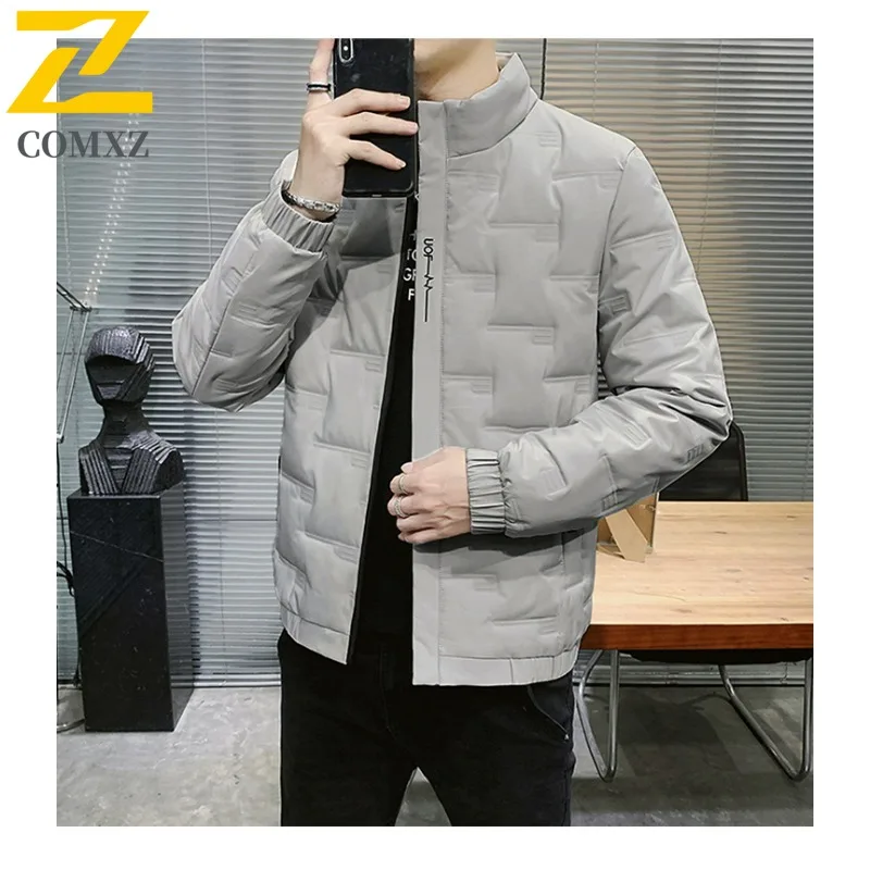 COMXZ Down Jacket Thickened Windproof Warm Stand Collar Outdoor Skiing Puffer Jacket Street Versatile Winter Jacket Men Clothing
